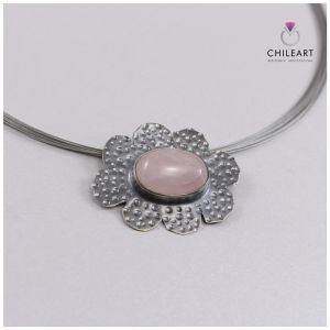 Kwarc różowy i srebro - piękny naszyjniczek 2846 - ChileArt